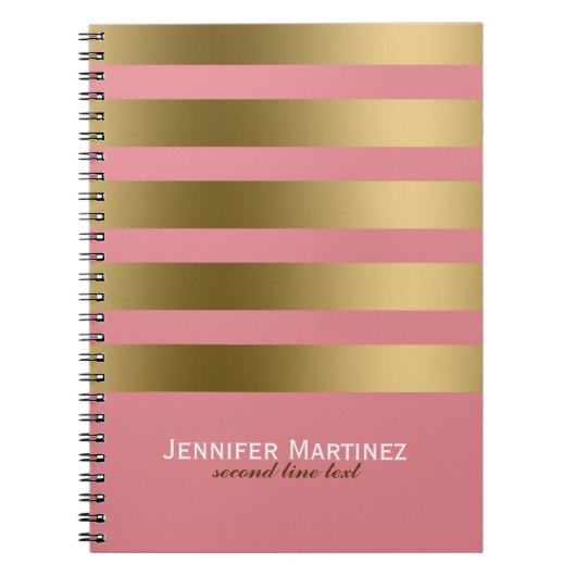 Goudstrips en roze geometrische patronen notitieboek (Voorkant)