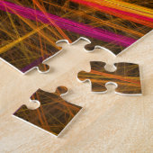 Goudstro met paarse en rode fractale vormgeving legpuzzel (Zijkant)