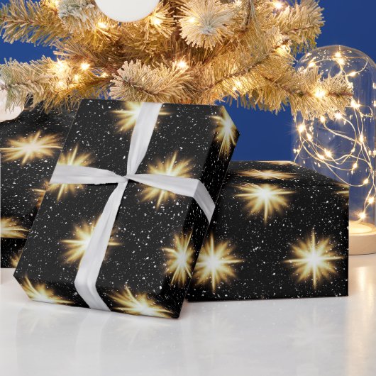 Goudstrokken en neusvlokken cadeaupapier (Feestdagen)