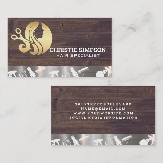 goudstromend haar | Stylist Tools | salon Visitekaartje (Voorkant / Achterkant)