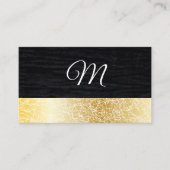 goudstructuur | Fluweel Zwart met Monogram Visitekaartje (Voorkant)