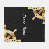 Goudstuurwielen op jacht zwarte naam fleece deken (Voorkant (Horizontaal))