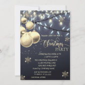 Goudsvlokken, kogellagers, lichtblauw kerstfeest kaart (Voorkant)