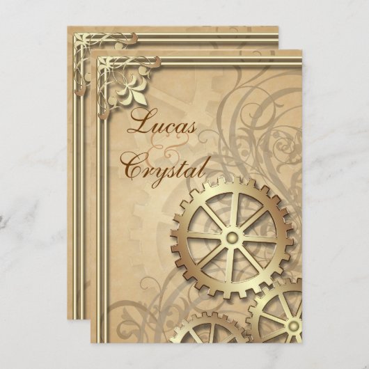  goudtandwielen Steampunk Weddenschap Kaart (Voorkant / Achterkant)
