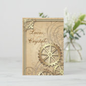  goudtandwielen Steampunk Weddenschap Kaart (Staand voorkant)