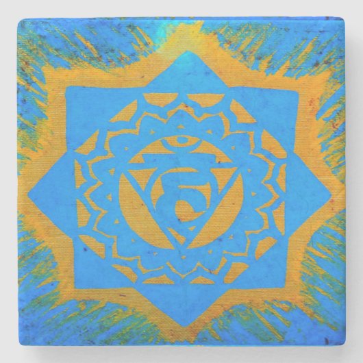 goudtangetje op blauw stenen onderzetter (Voorkant)