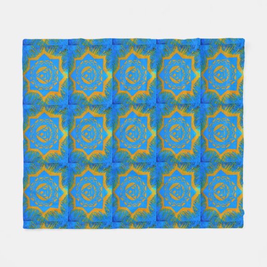 goudtangetsymbolen op blauw fleece deken (Voorkant (Horizontaal))