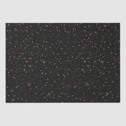 Goudtantaarnglitter en sparkles op zwart tissuepapier (Voorkant)