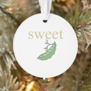 Goudtekst met een gouden tekst Groene Pea Pod Pers Ornament
