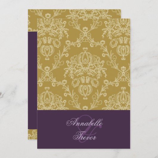 Goudtoner/ivoorcrèmekant met pruimaccent kaart (Voorkant / Achterkant)