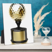 Goudtrofee met golfbal fotoplaat (Zijkant)