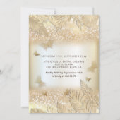 Goudtropische bladeren glitter-vlindertiara kaart (Achterkant)