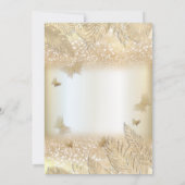 Goudtropische bladeren glitter-vlindertiara kaart (Achterkant)