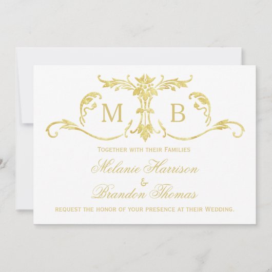 Goudtrouwuitnodigingen met RSVP-trouwset Kaart (Voorkant)