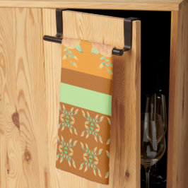 Goudturquoise groen gepatterd theedoek