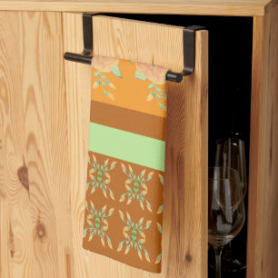 Goudturquoise groen gepatterd theedoek