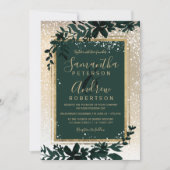 goudtypografie blaassneeuw elegant winterhuwelijk kaart (Voorkant)