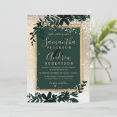 goudtypografie blaassneeuw elegant winterhuwelijk kaart (Staand voorkant)