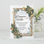 goudtypografie blaassneeuw elegant winterhuwelijk kaart (Staand voorkant)