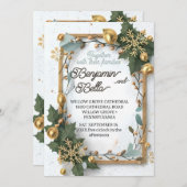 goudtypografie blaassneeuw elegant winterhuwelijk kaart (Voorkant / Achterkant)