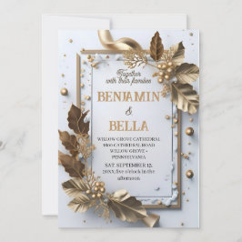 goudtypografie blaassneeuw elegant winterhuwelijk kaart