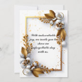 goudtypografie blaassneeuw elegant winterhuwelijk kaart (Achterkant)