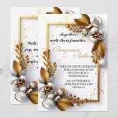 goudtypografie blaassneeuw elegant winterhuwelijk kaart (Voorkant / Achterkant)