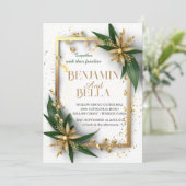 goudtypografie blaassneeuw elegant winterhuwelijk kaart (Staand voorkant)