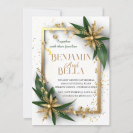 goudtypografie blaassneeuw elegant winterhuwelijk kaart