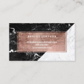 Goudtypografie zwart wit marmer van gepolijst roos visitekaartje (Achterkant)