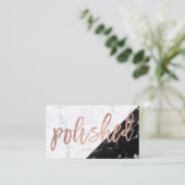 Goudtypografie zwart wit marmer van gepolijst roos visitekaartje (Staand voorkant)