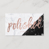 Goudtypografie zwart wit marmer van gepolijst roos visitekaartje (Voorkant)