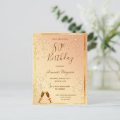 Gouduitnodiging voor 80e verjaardag briefkaart (Staand voorkant)