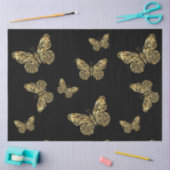 Goudvectorvlinders in zwarte kleur tissuepapier (Craft)