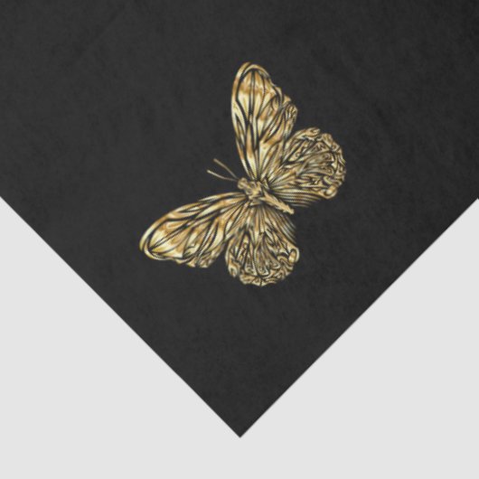 Goudvectorvlinders in zwarte kleur tissuepapier (Detail)