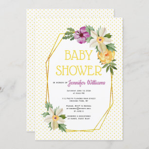 goudveelhoek, bloemen, polka stift baby shower kaart