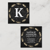 Goudverdamper | Geometrisch patroon | Monogram Vierkante Visitekaartje (Voorkant / Achterkant)