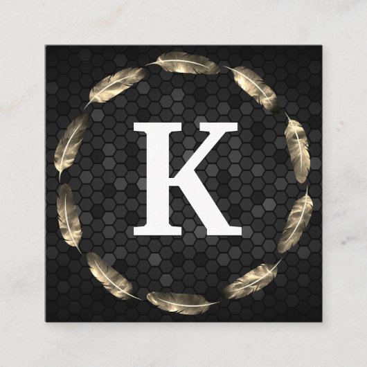 Goudverdamper | Geometrisch patroon | Monogram Vierkante Visitekaartje (Voorkant)