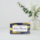 Goudverf op blauwe handgemaakte bath Bomb Soak Soe Visitekaartje (Staand voorkant)