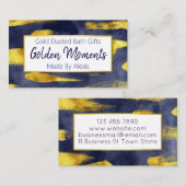 Goudverf op blauwe handgemaakte bath Bomb Soak Soe Visitekaartje (Voorkant / Achterkant)