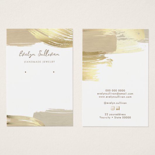 Goudverfborstelstrokken siersierenkaart visitekaartje (Voorkant /achterkant)