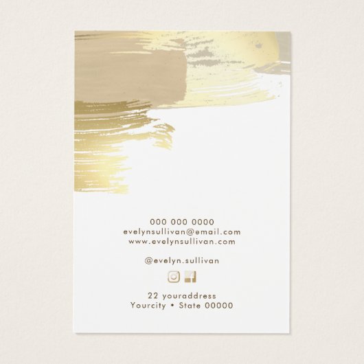 Goudverfborstelstrokken siersierenkaart visitekaartje (Achterkant)