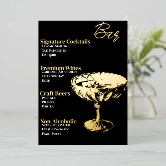 Goudverijdelde Cocktail Party Bar Menu (Staand Voorkant)