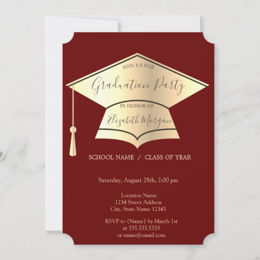 Goudverloopdop, rood Afstuderen Kaart (Voorkant)