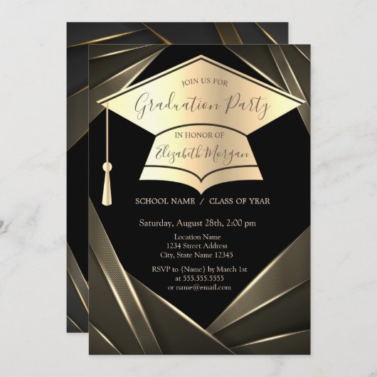Goudverstuiver Elegant Afstuderen Kaart (Voorkant / Achterkant)