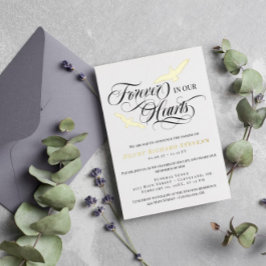 Goudvetten voor altijd in ons hart begrafenis folie uitnodiging