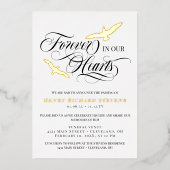 Goudvetten voor altijd in ons hart begrafenis folie uitnodiging (Voorkant)