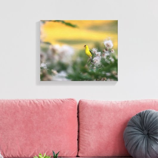 goudvink en distel herfst canvas afdruk (Insitu (Woonkamer))