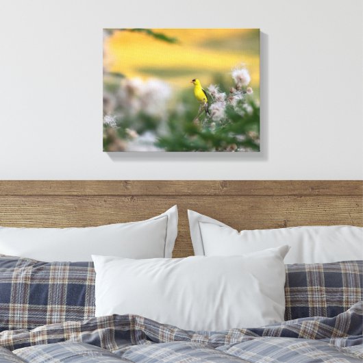 goudvink en distel herfst canvas afdruk (Insitu (Slaapkamer))