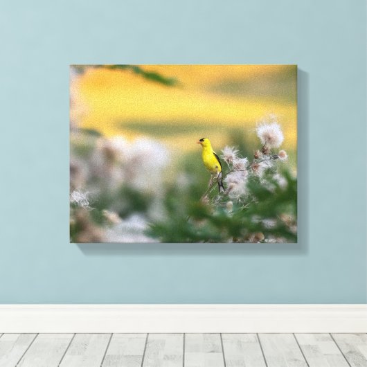 goudvink en distel herfst canvas afdruk (Insitu (Houten vloer))